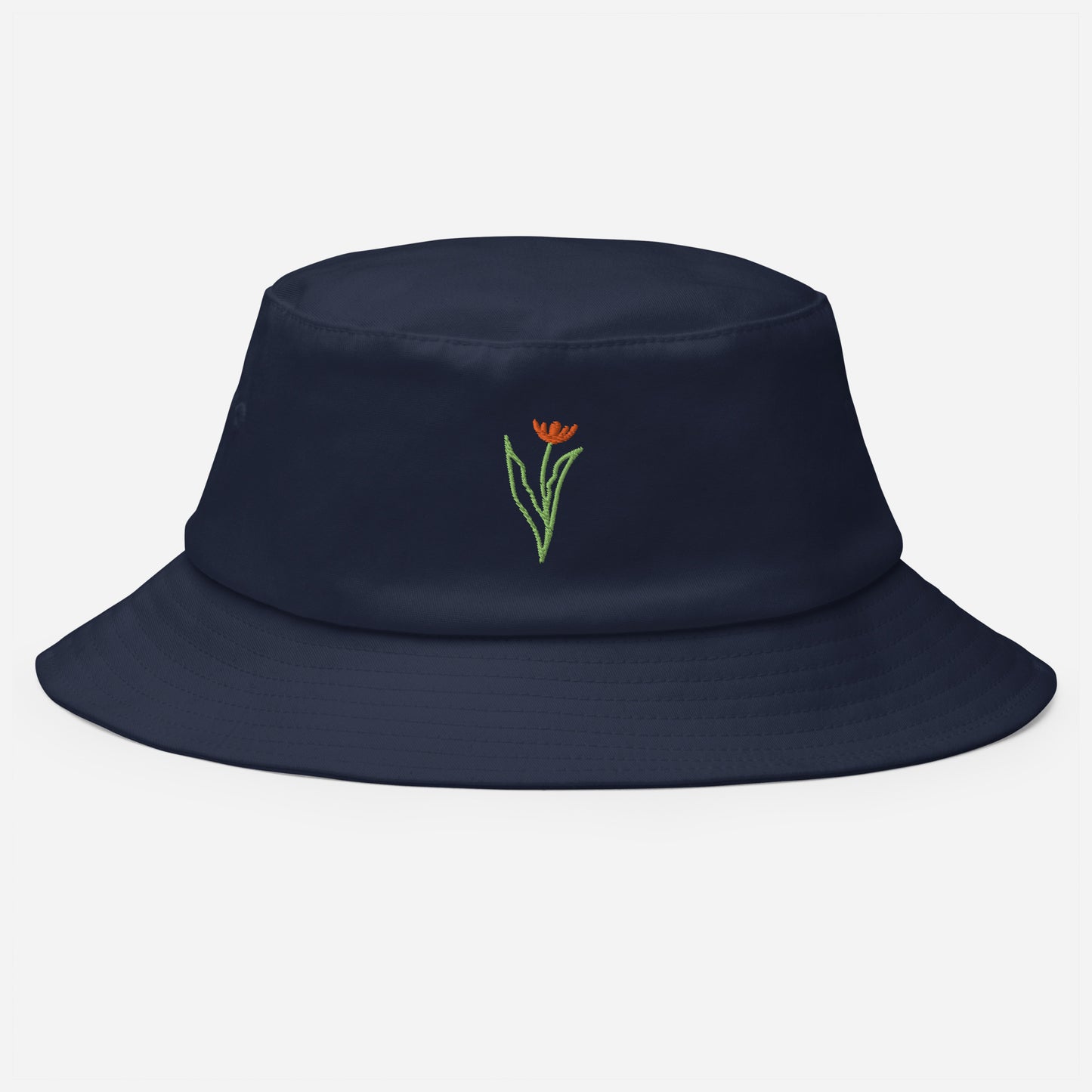 Orange Navy Flowers Bucket Hat