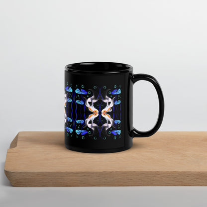 “Relaxing Zen” Taza negra brillante de cerámica.