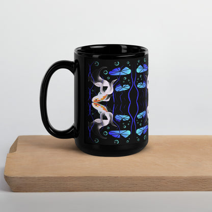 “Relaxing Zen” Taza negra brillante de cerámica.