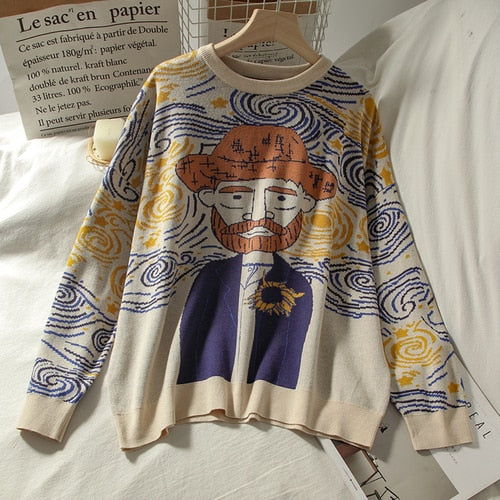 Fall Vintage Graphic Art Sweater